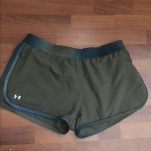 Under Armour Olive Ombré Running Shorts, Large